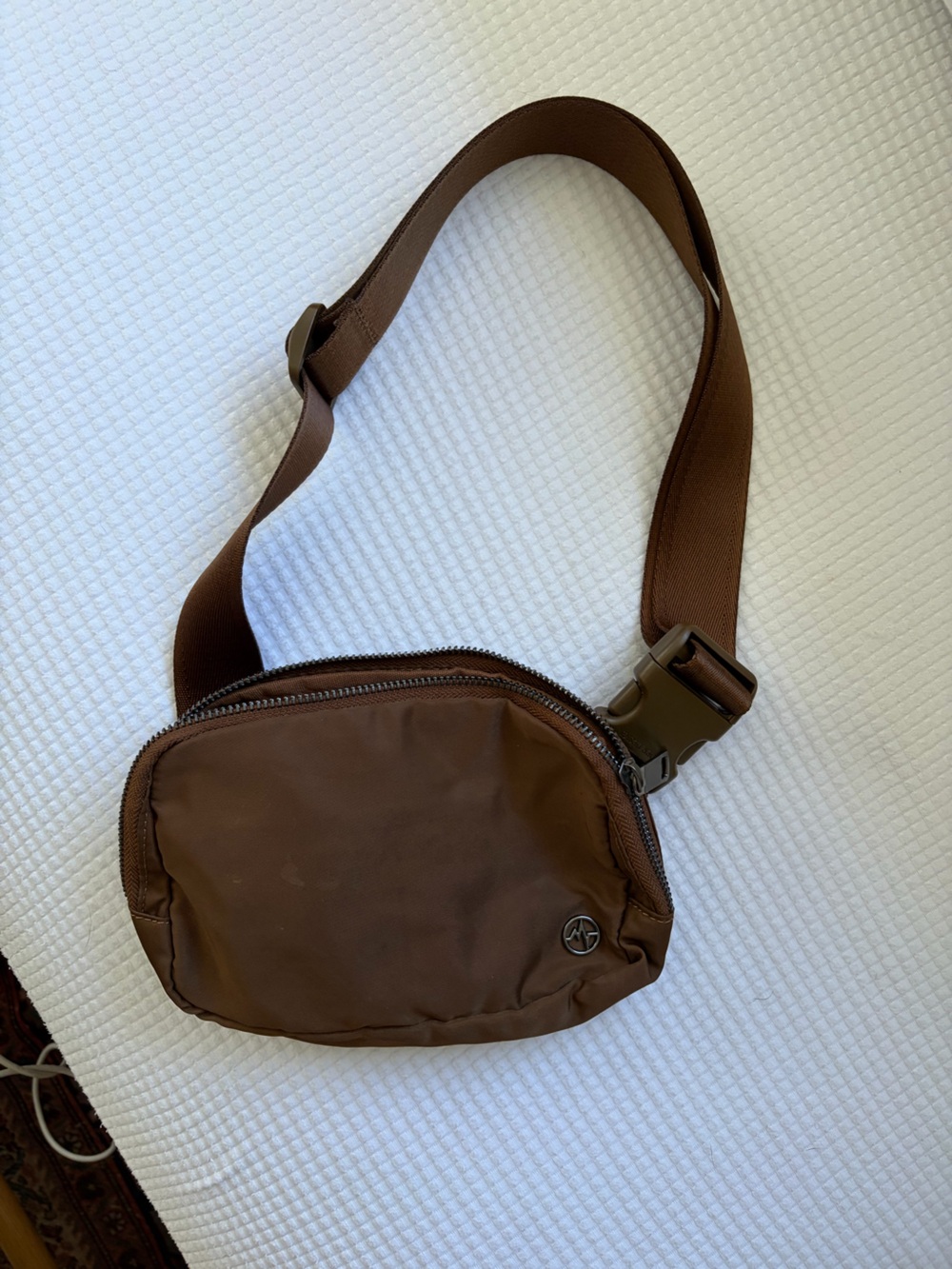 Brown Nylon Sling Bag with Adjustable Strap